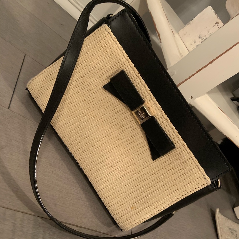 Black/straw Kate Spade cross body